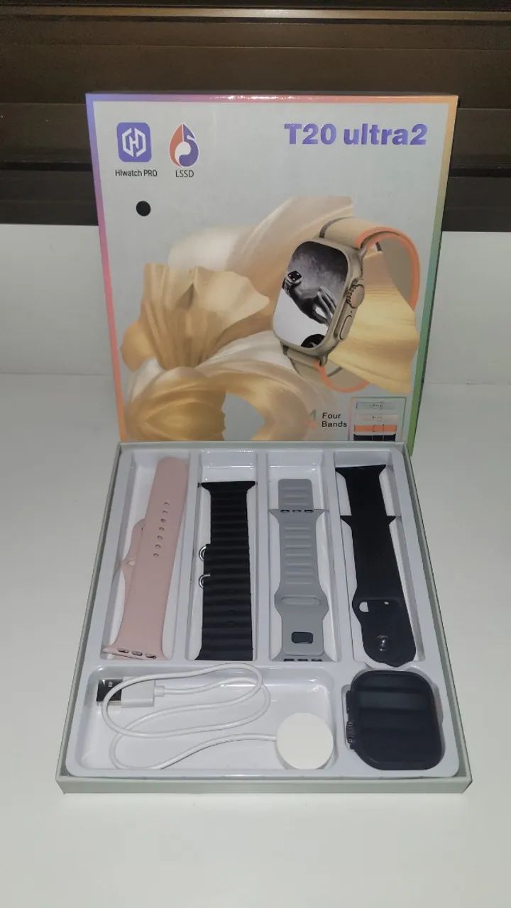 Smartwatch T20 Ultra 2 - Novo na caixa - 4 pulseiras + carregador - Foto 2