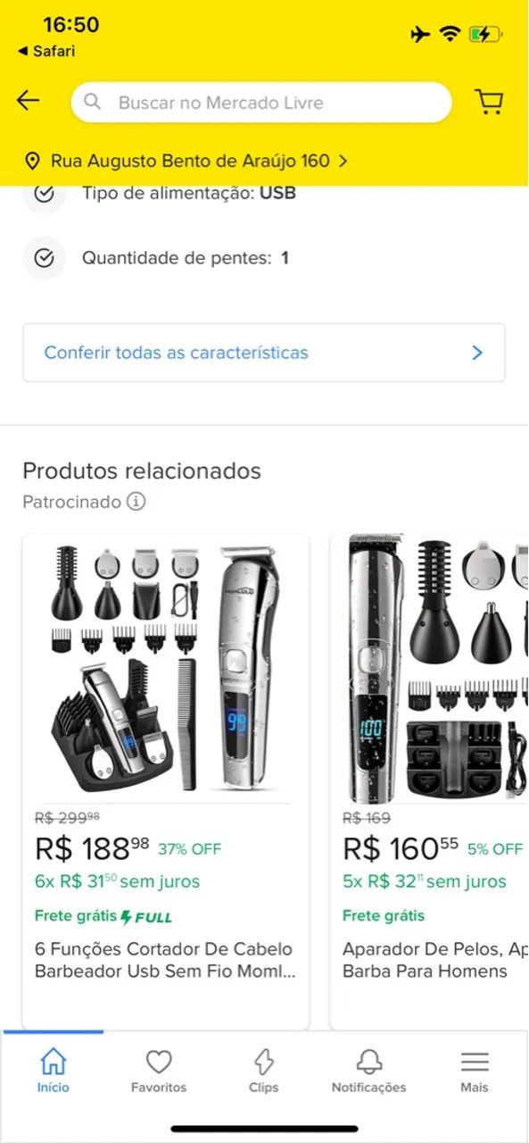Máquina de cortar cabelo 6 em 1 com fio e sem fio