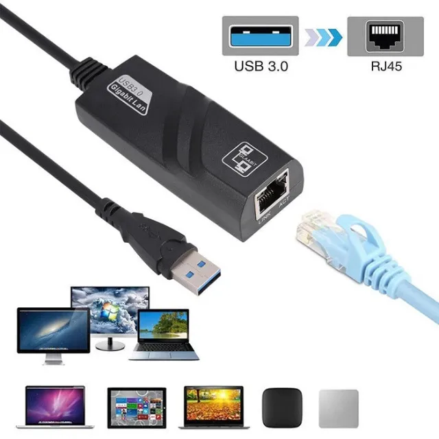 Adaptador de Rede Usb 3.0 Externa Rj45 gigabit 10/100/1000