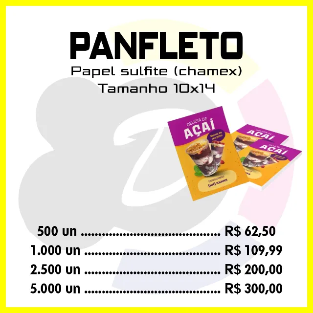 Panfleto papel sulfite (chamex)