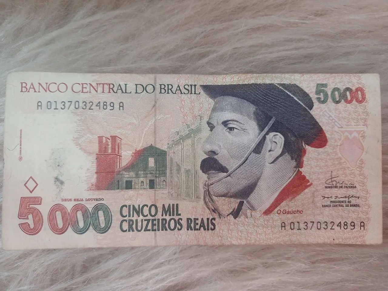 Nota de 5000 Cruzeiros Reais - O Gaúcho