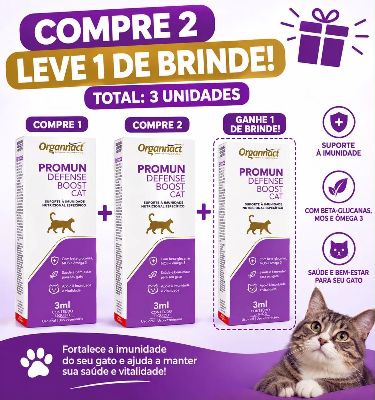 Promun Defense Boost Cat 3ml - Compre 2, Leve 3 + 1 brinde surpresa.