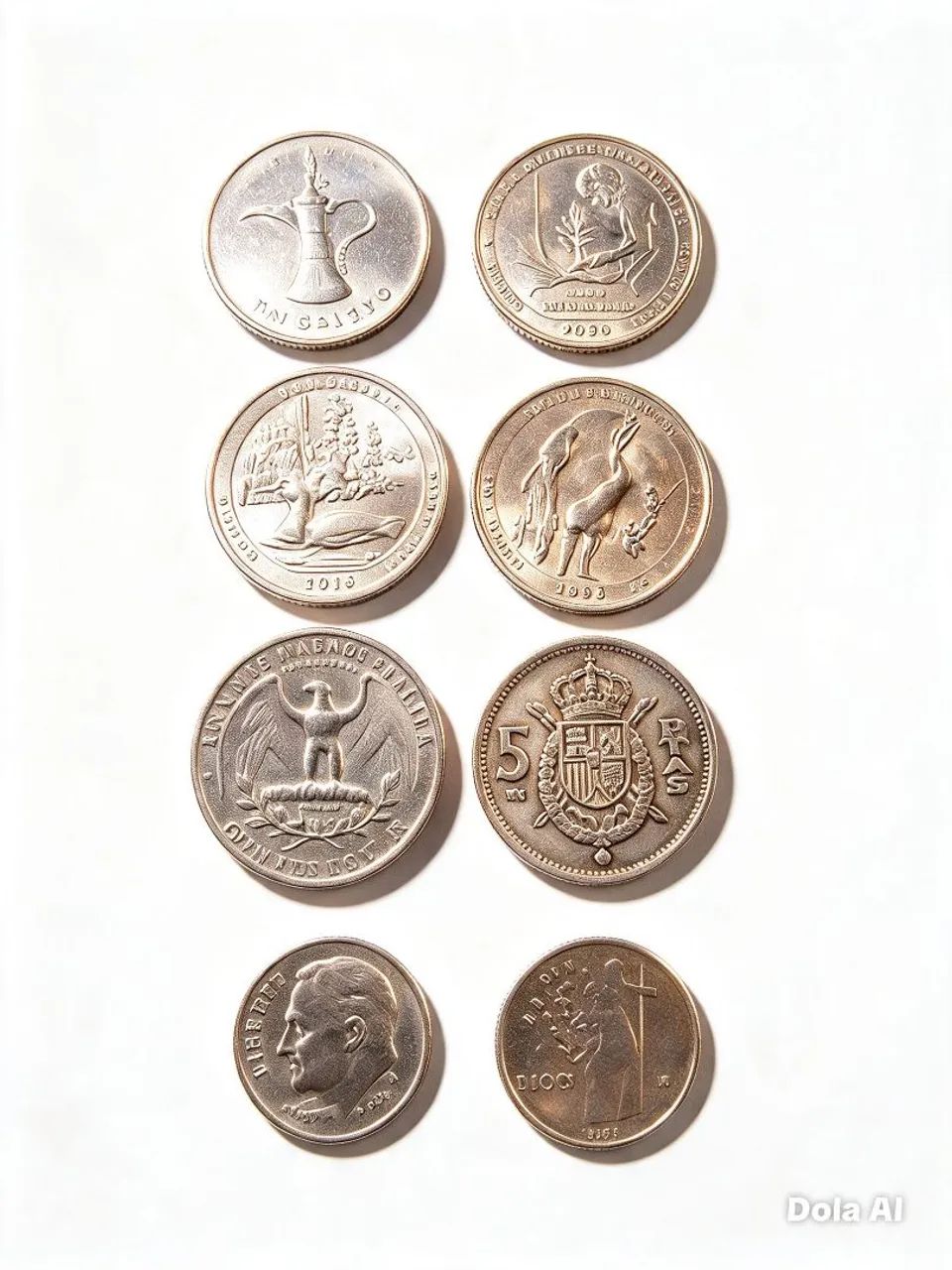 Lote com 7 Moedas Diversas ? Brasil e Exterior ? Para Coleção