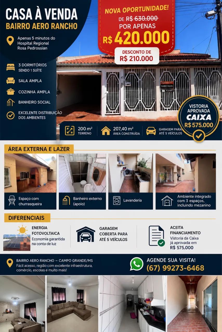  CASA À VENDA - AERO RANCHO | CAMPO GRANDE/MS 