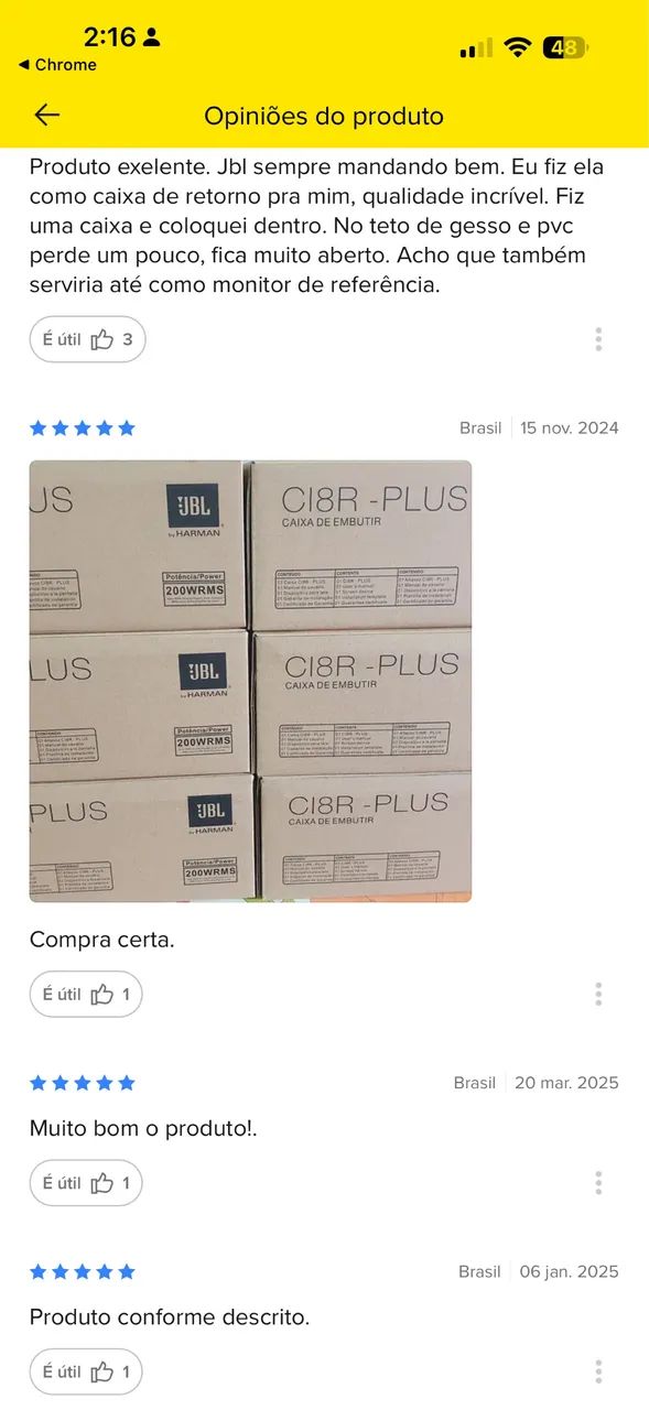  Caixa Jbl Ci8r Plus 200w Rms NOVO - Foto 5