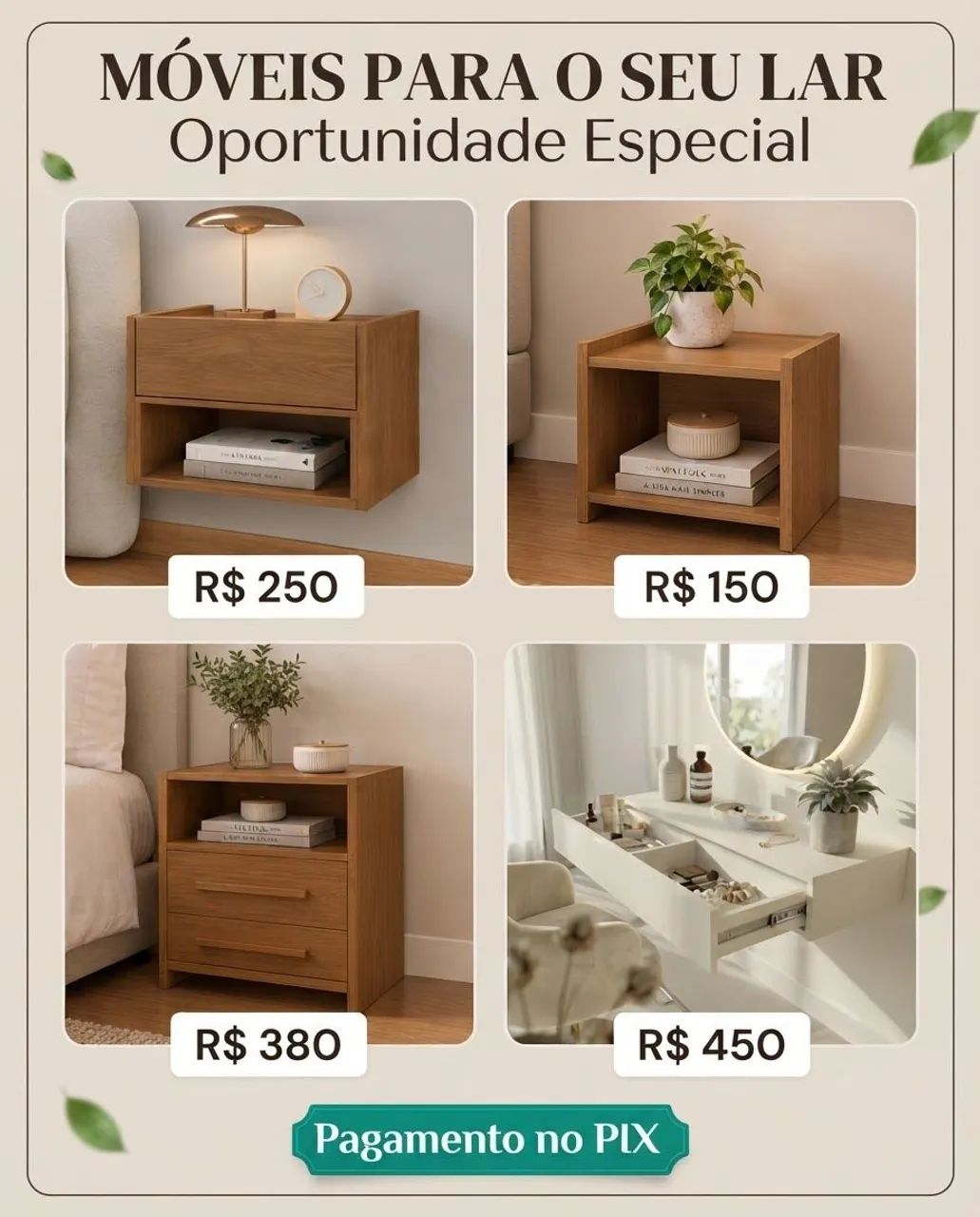 Mesa de cabeceira e camarim