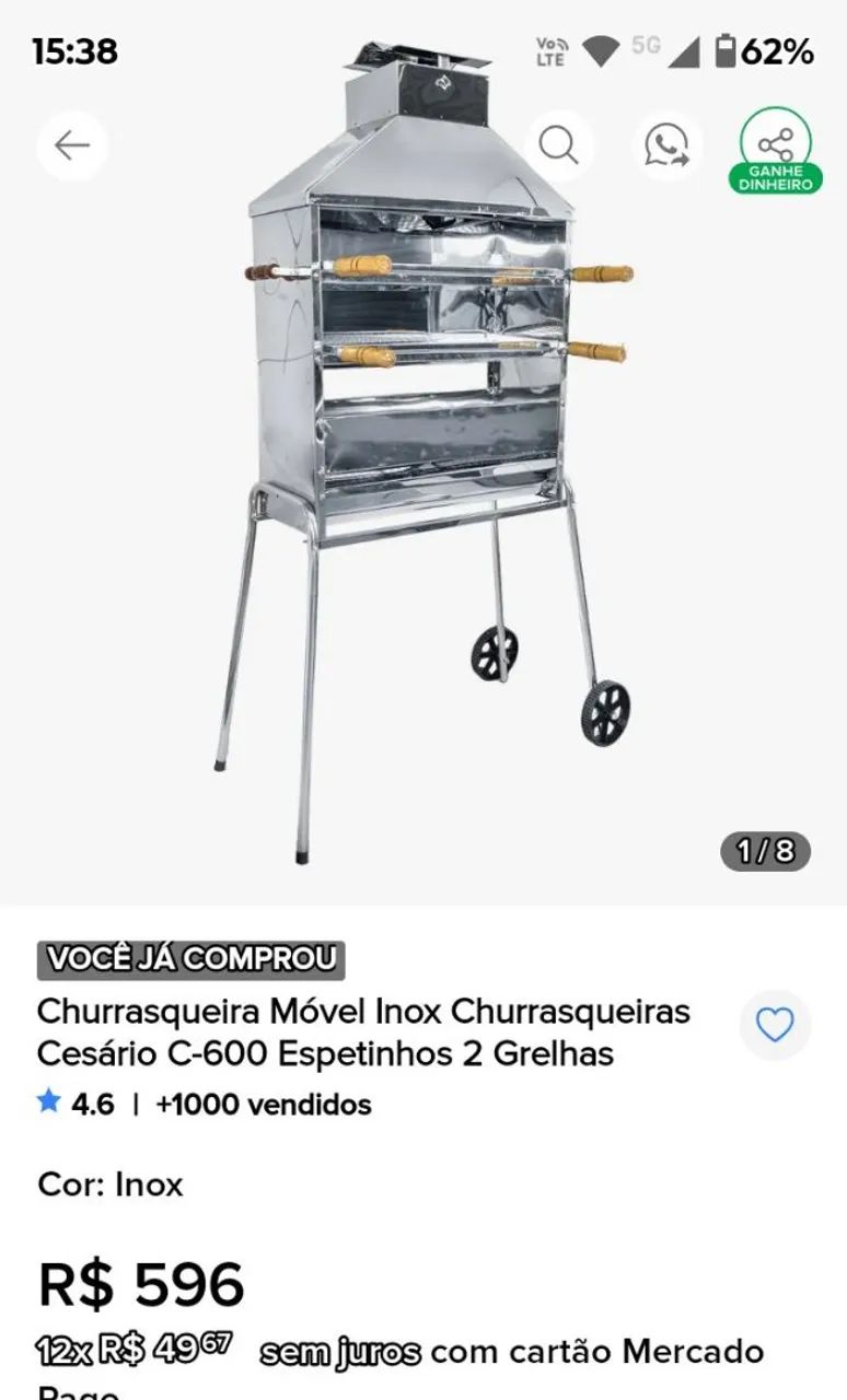 CHURRASQUEIRA COM RODAS - Foto 5