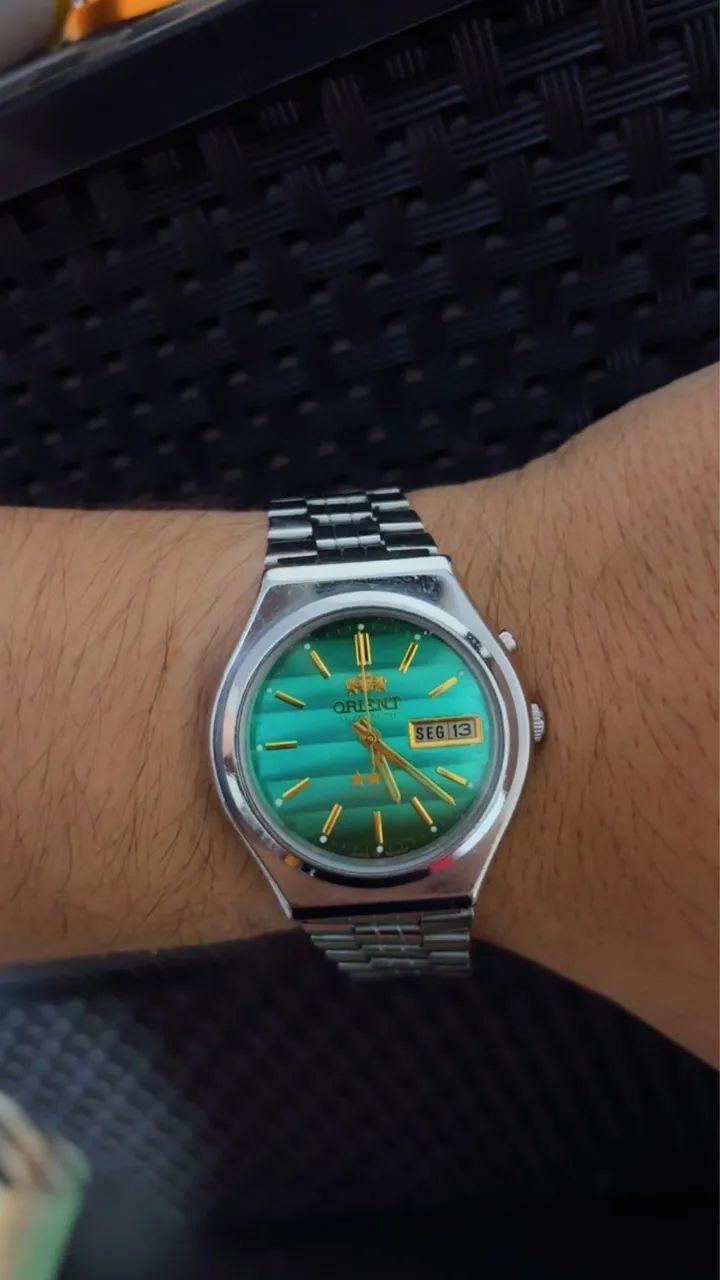 Orient três estrelas mostrador verde degrade - REVISADO
