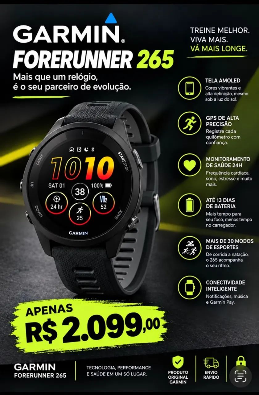 RELÓGIO GARMIN 265 - Foto 2