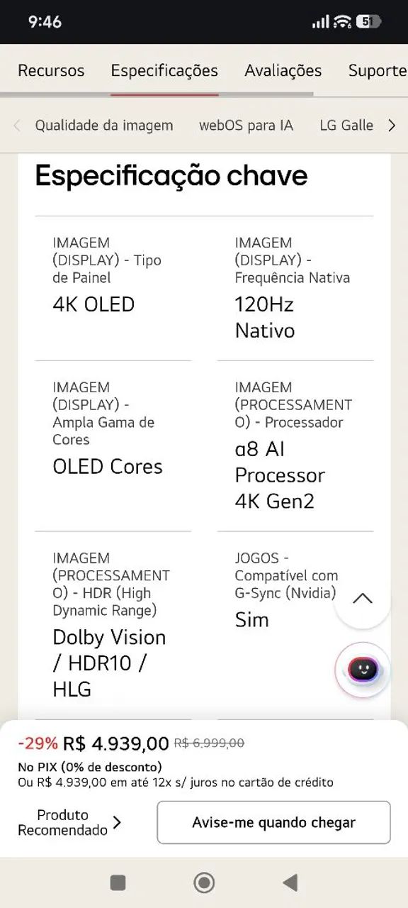 Tv Oled LG B5 - Foto 3
