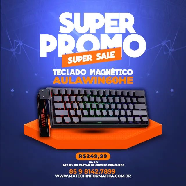 Teclado Magnético Aula win60 he com Fio - RGB