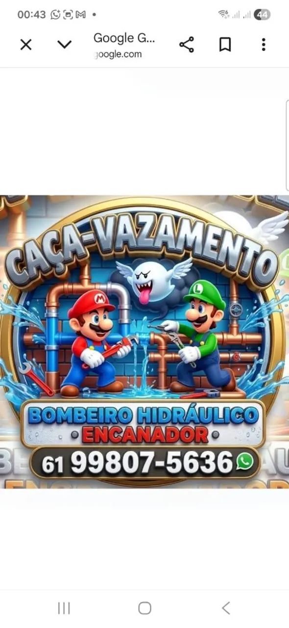 Caça vazamento. Bombeiro hidráulico. 24 horas