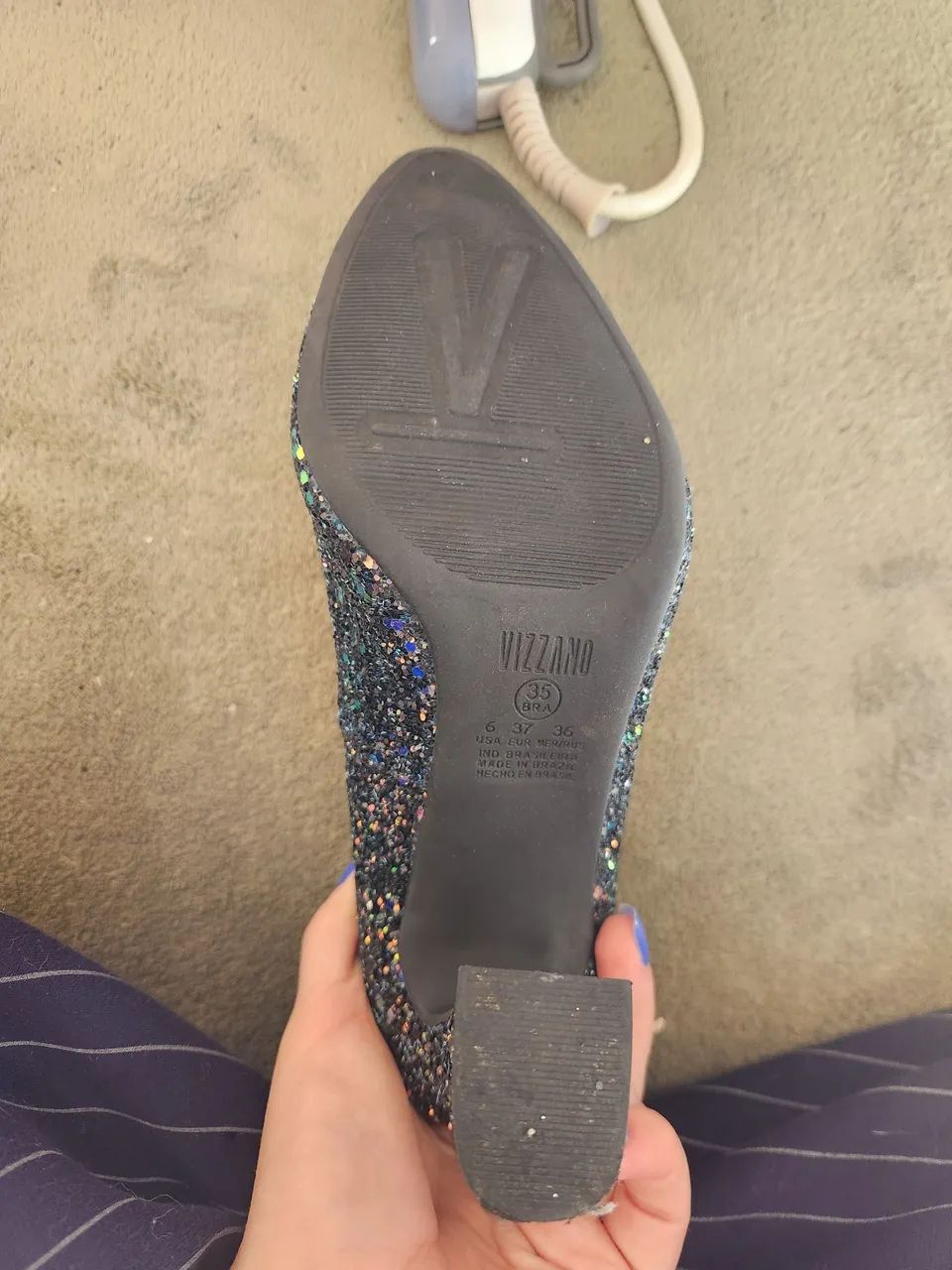 Sapato preto com glitter Vizzano 35 - Foto 3