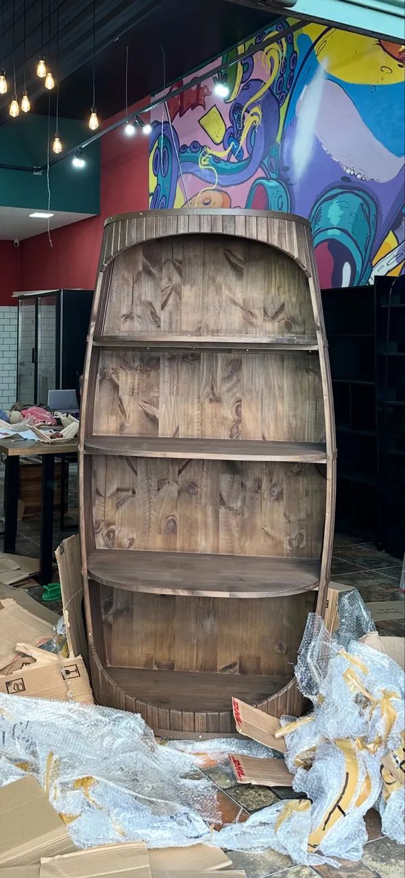 Expositor de produtos em formato de barril madeira maciça. - Foto 5