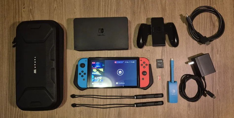 Nintendo Switch OLED 64GB + microSD 256GB + Acessórios Mumba