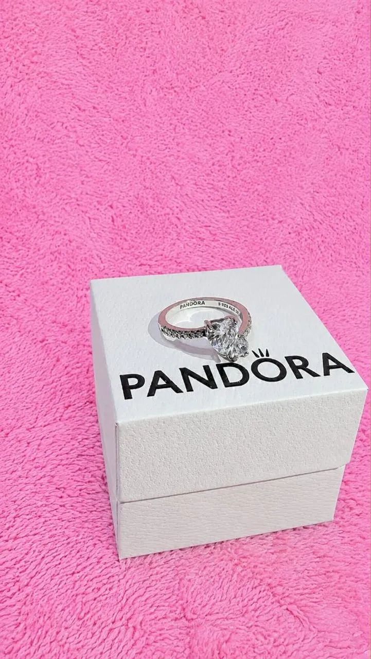 anel pandora prata dois corações aro 18 - Foto 3