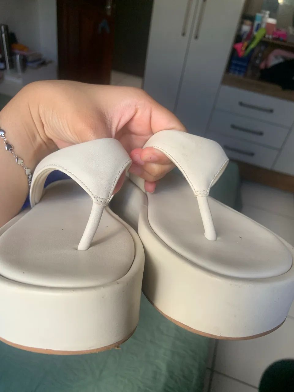 Sandália plataforma branca 36 - Foto 4