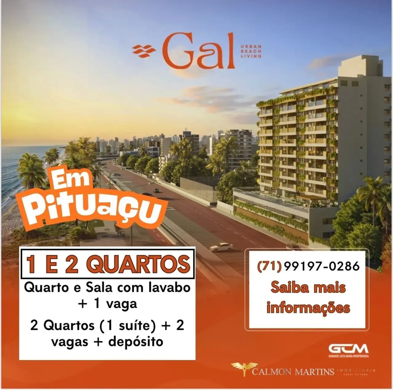 STUDIOS E 1 QUARTO Na Orla de Pituaçu NO GAL URBAN