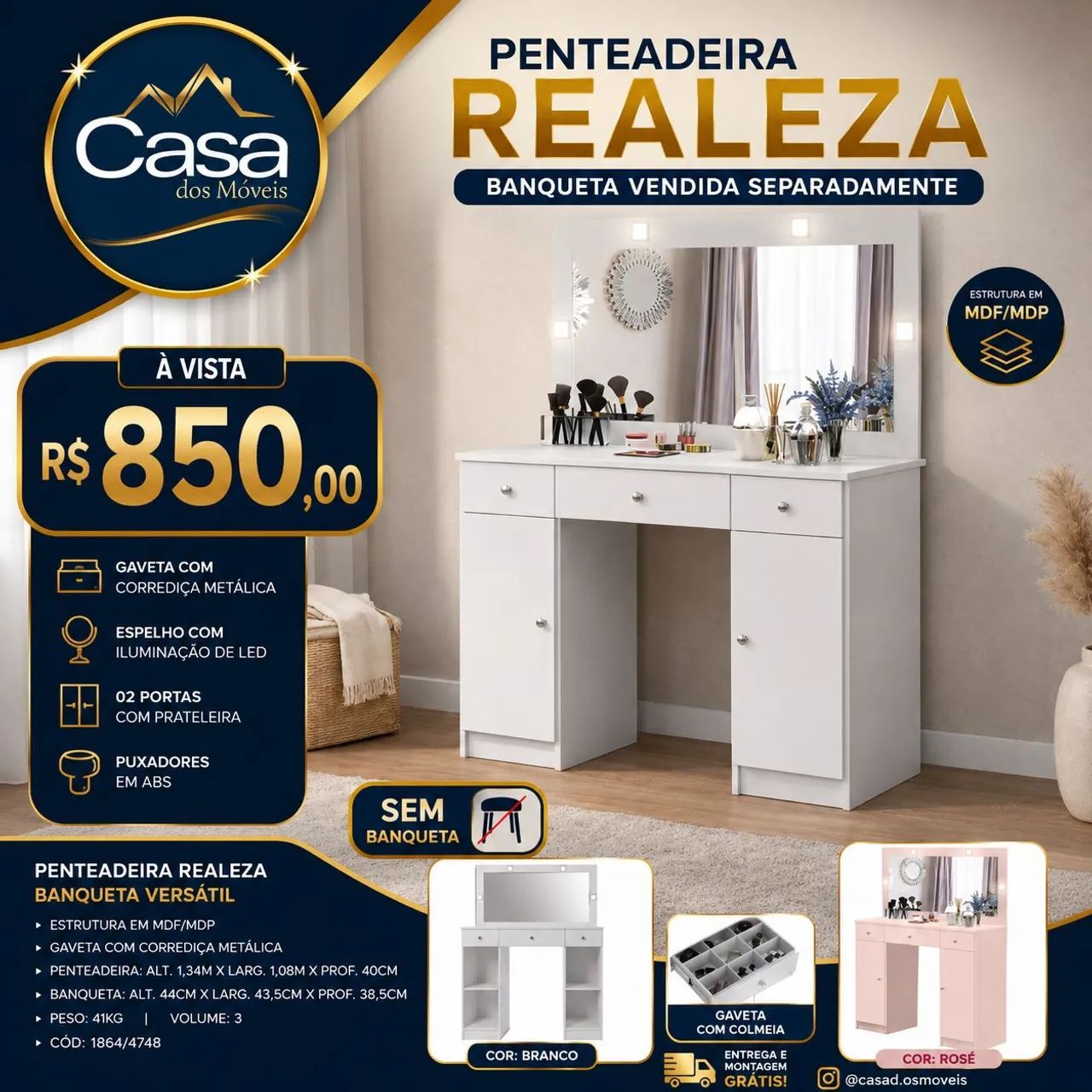 Penteadeira Realeza CASADOSMOVEIS 