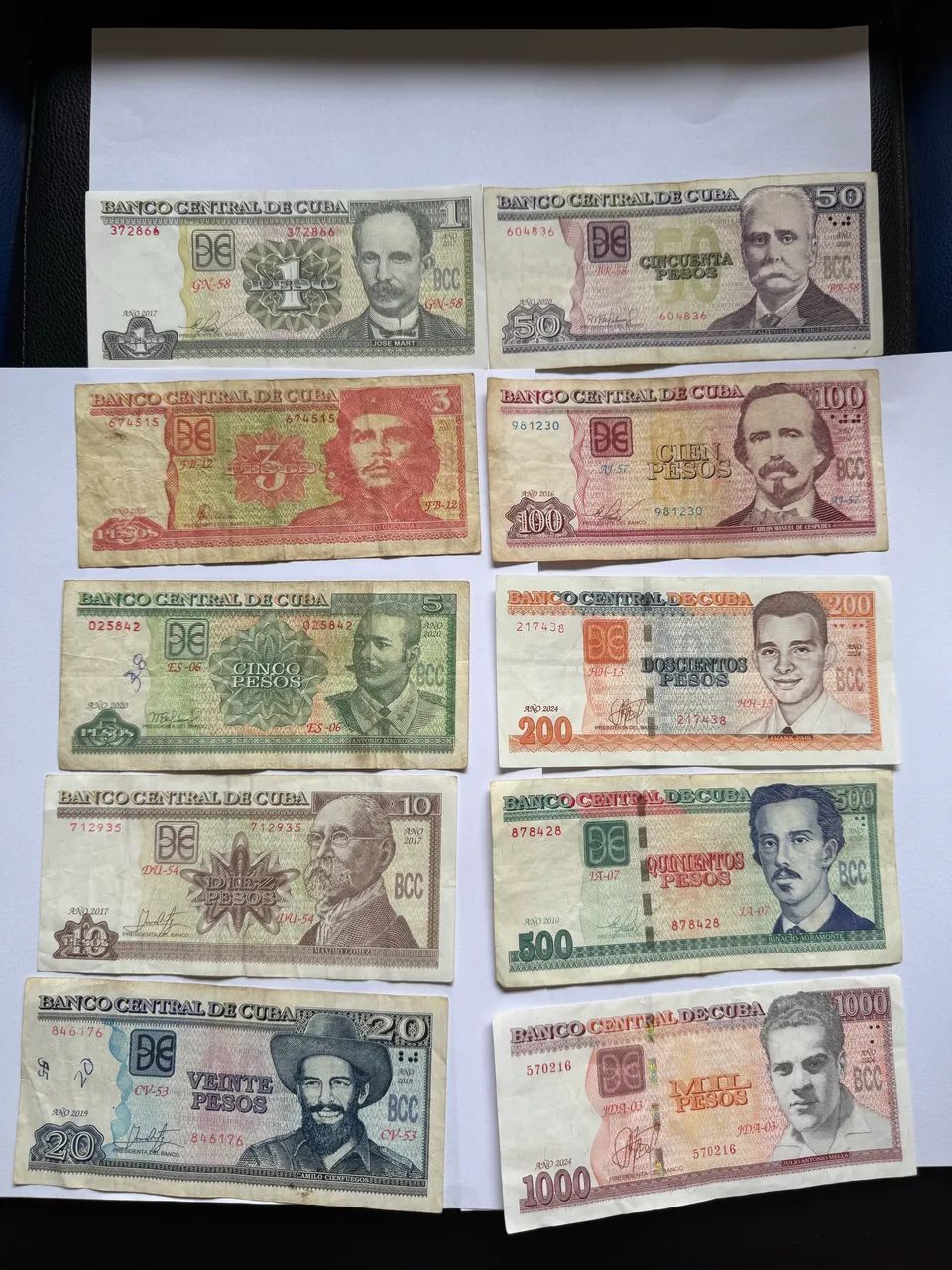 Coleção completa cédulas de Cuba - Pesos cubanos - Fe