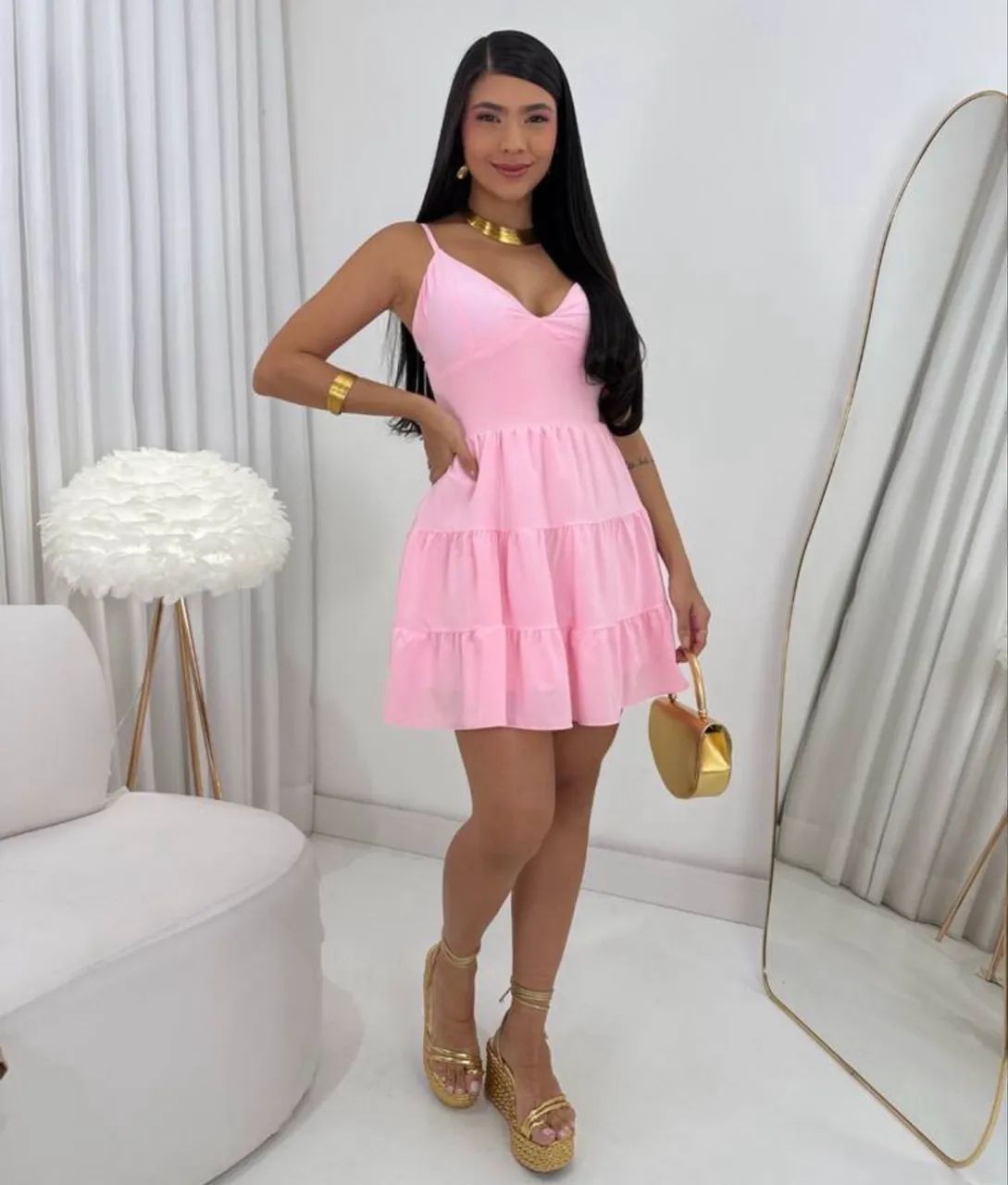 Vestido feminino alça regulável e bojo - Foto 3