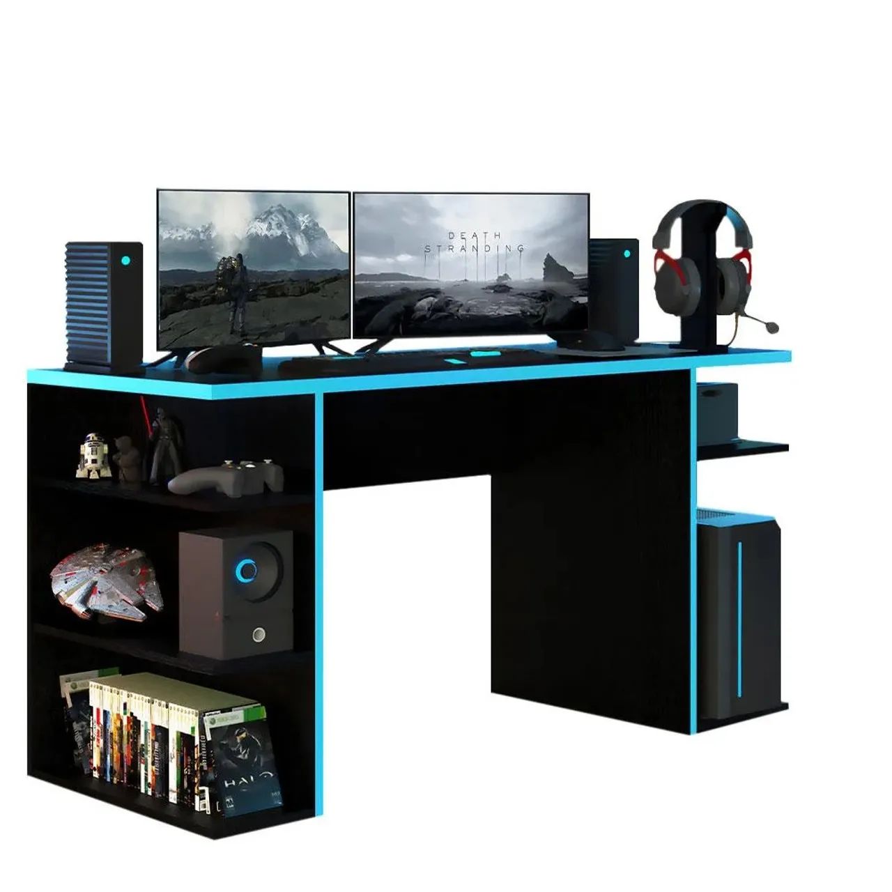 Mesa Gamer Azul e Preta - Foto 2