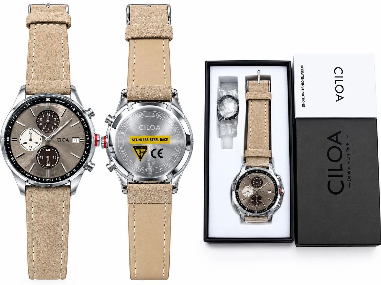 Relógio CILOA Chronograph 42mm Champagne Dial  - Foto 3