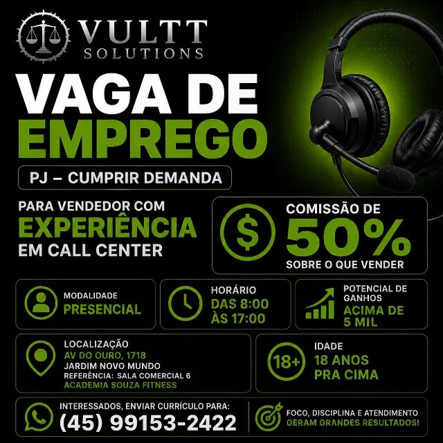 Vaga De Emprego PJ - Faça seu horario!