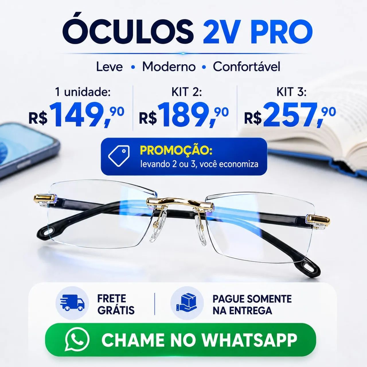 Óculos 2V Pro por R$ 149,90<br>