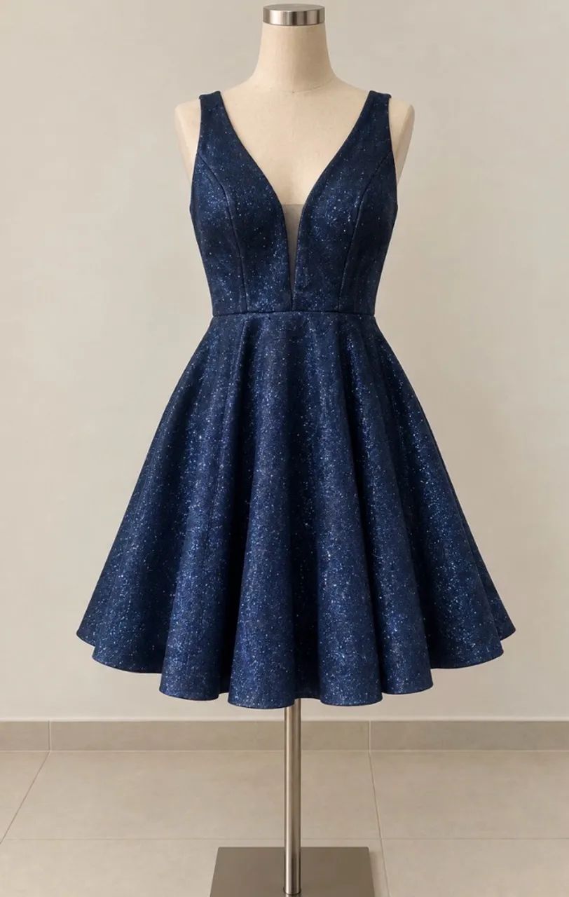 Vestido azul com brilho curto 