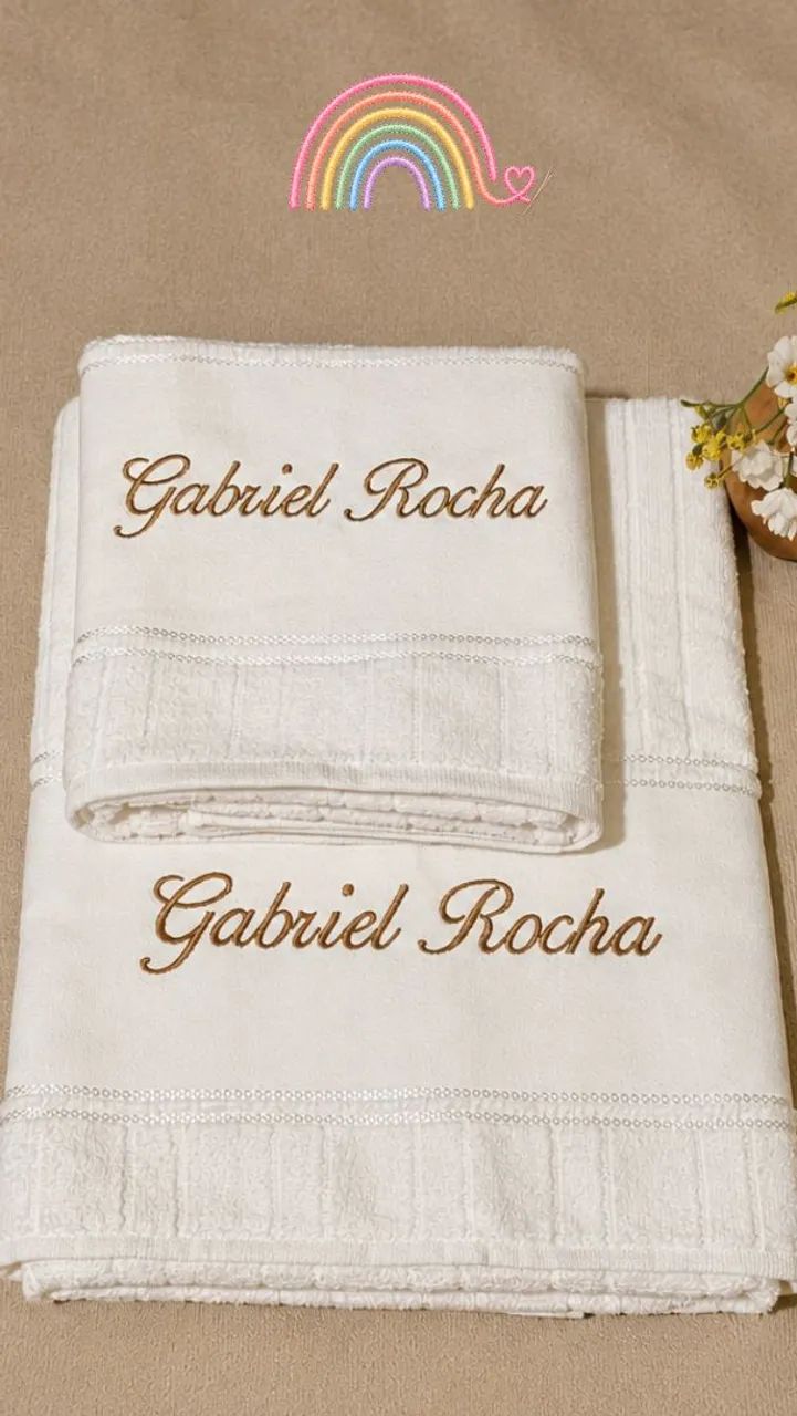 KIT TOALHA DE BANHO E ROSTO PERSONALIZADA - Foto 2
