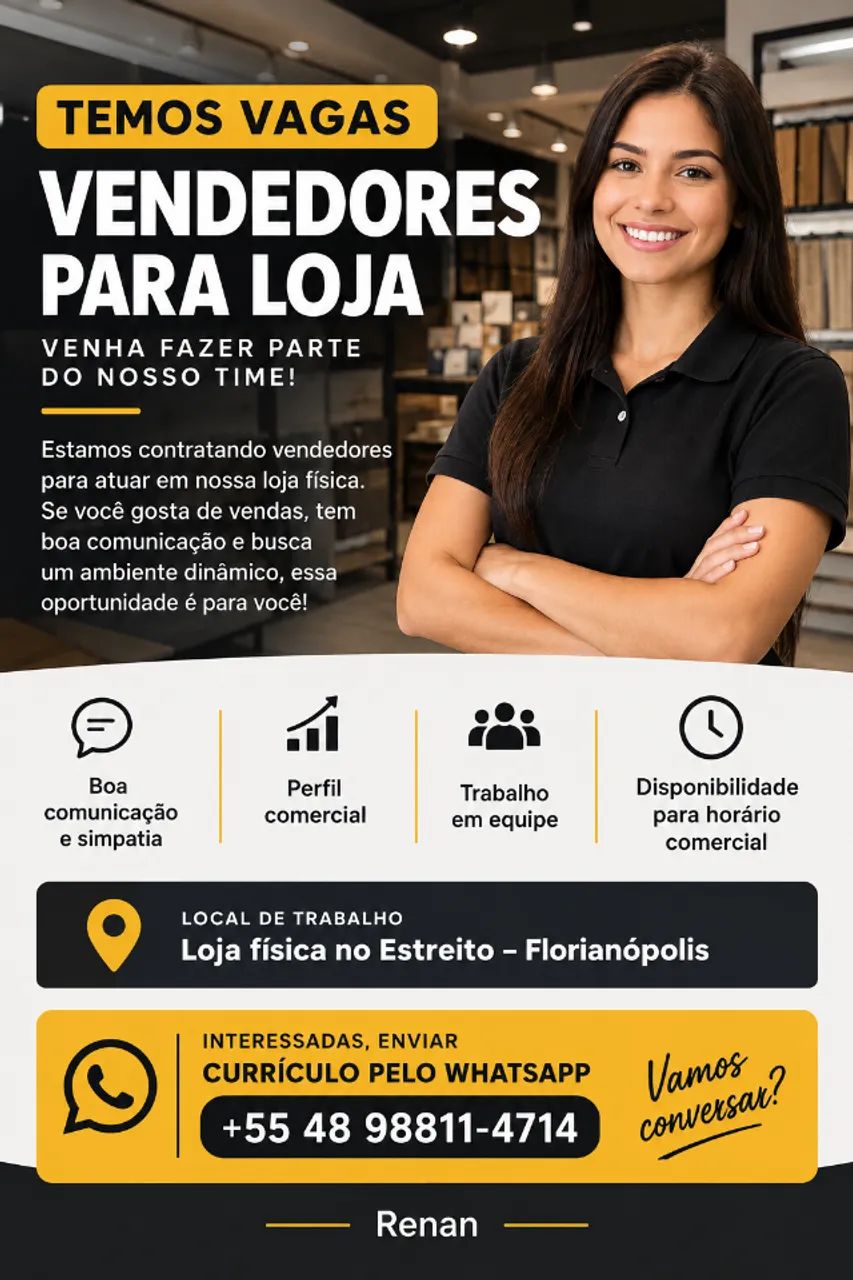 OPORTUNIDADE NO TIME COMERCIAL | FLORIANÓPOLIS