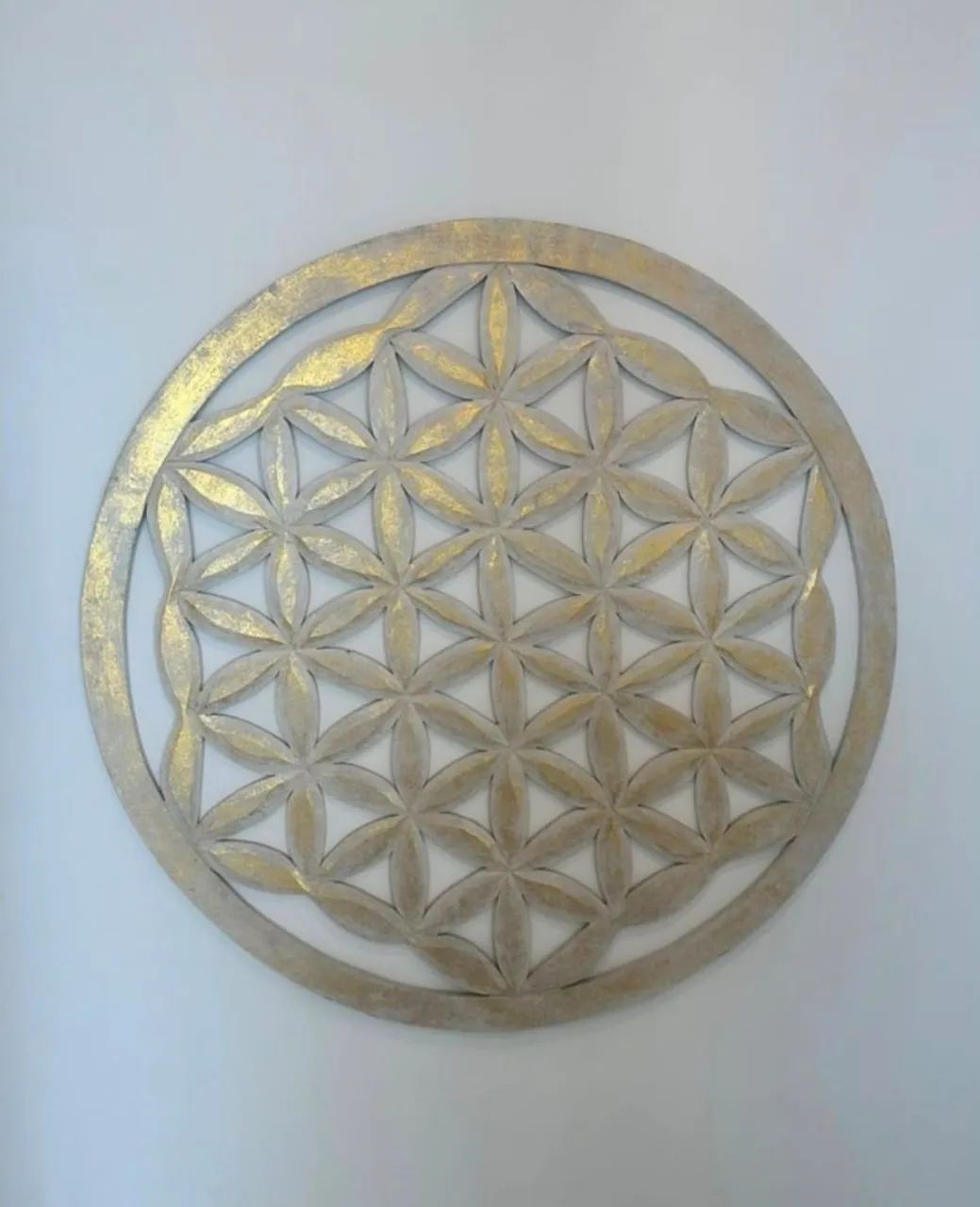 Painel Mandala da Flor da Vida MDF Dourada 