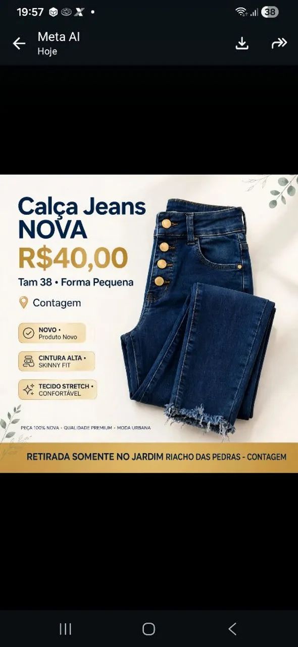 Calça jeans nunca usada