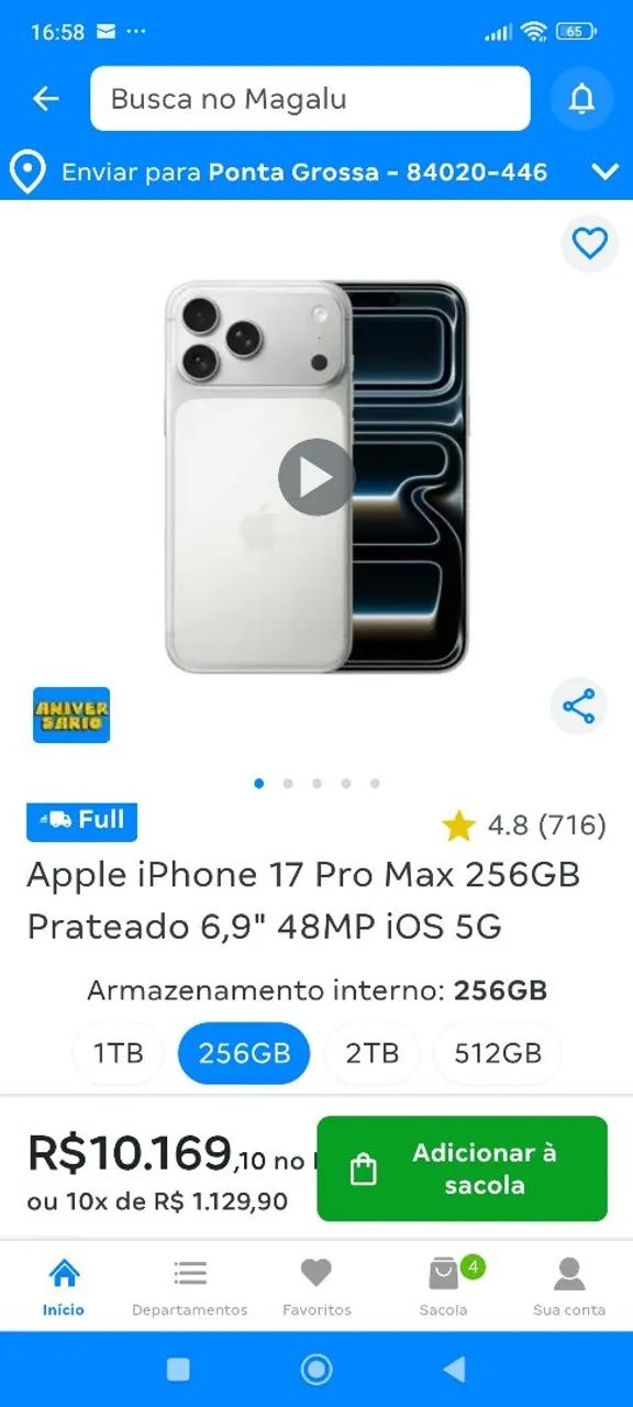 iPhone 17 pro max 256gb silver NOVO - Foto 3