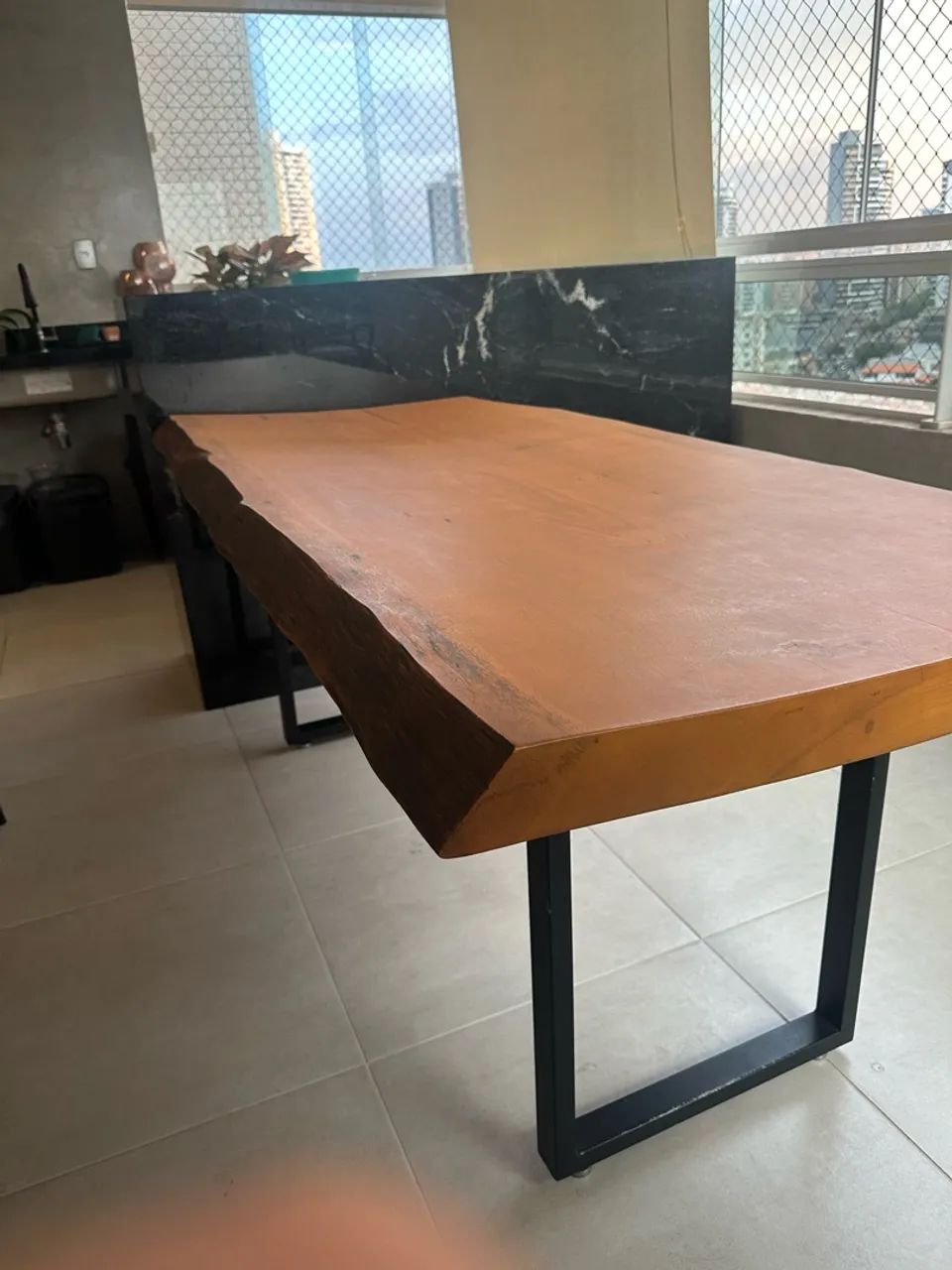Mesa rústica de madeira e metalon - Foto 2