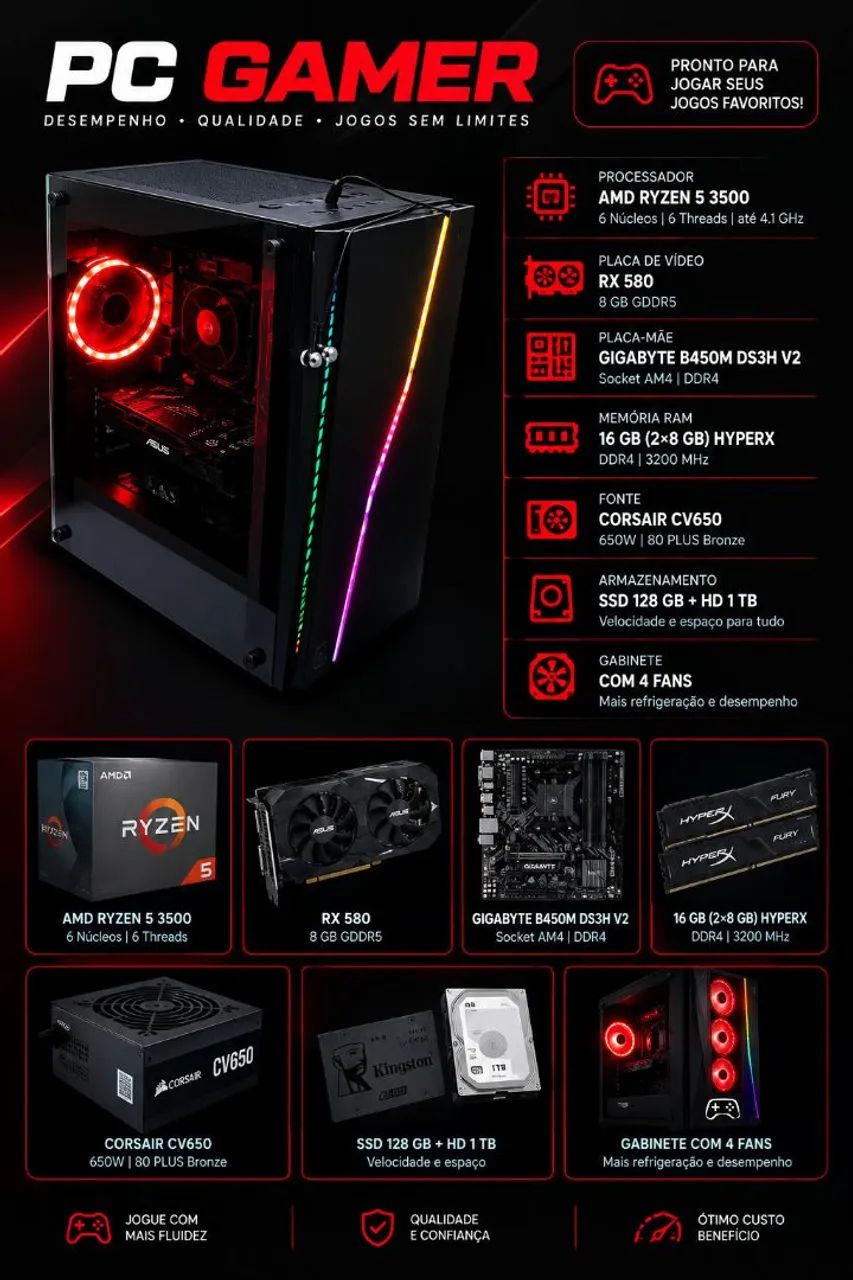 Pc Gamer Completo + Nintendo Switch v2  - Foto 5