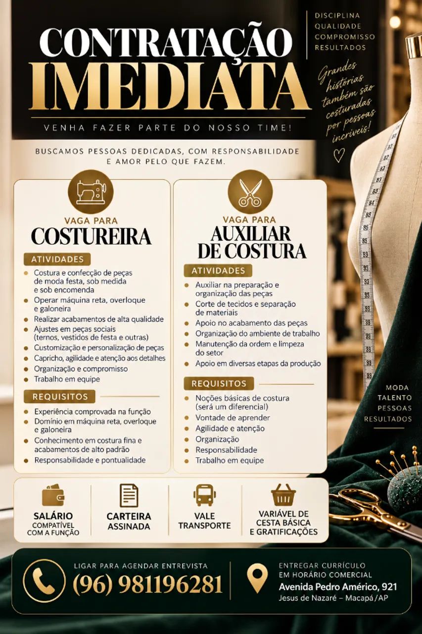 Costureira e Auxiliar de costura