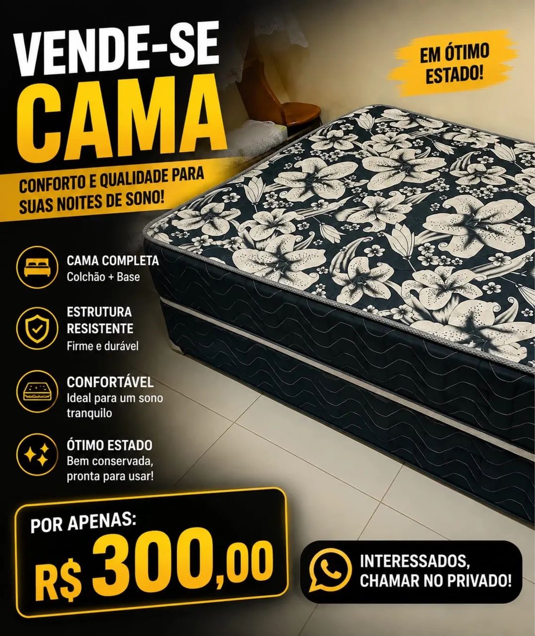 VENDO CAMA A VISTA, COM URGÊNCIA 
