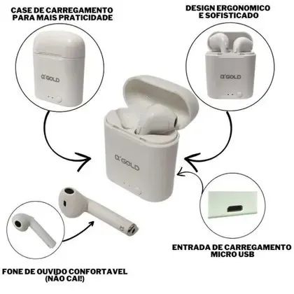 Fone De Ouvido Bluetooth V5.0 + Case Carregamento Fn-17Mini - AGold Loja Coimbra Entrega  - Foto 2