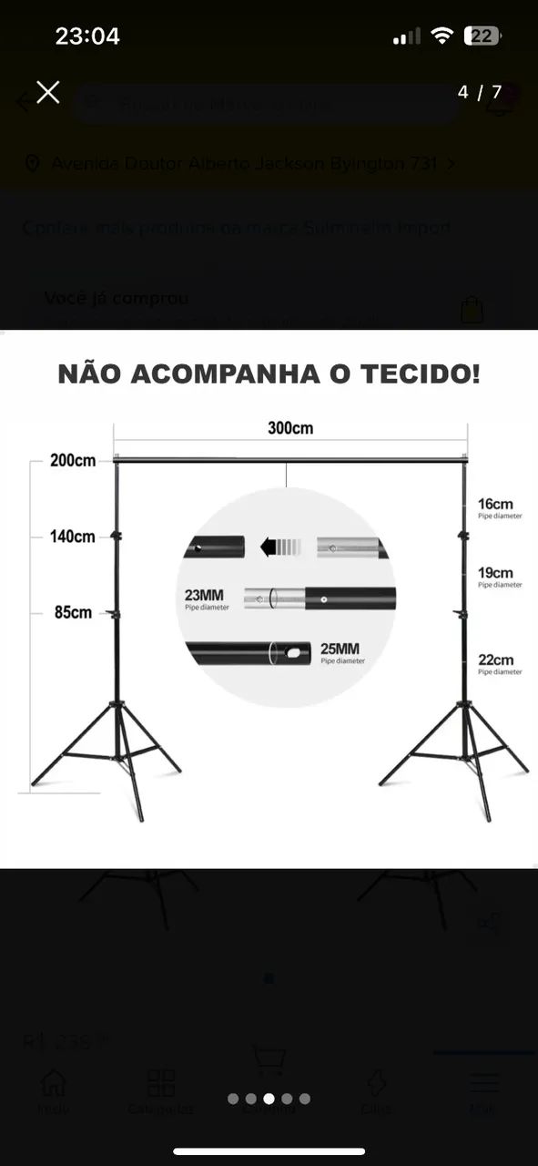 Suporte Fundo Infinito Chroma Key 3x2m + Esticadores + Bolsa - Foto 2