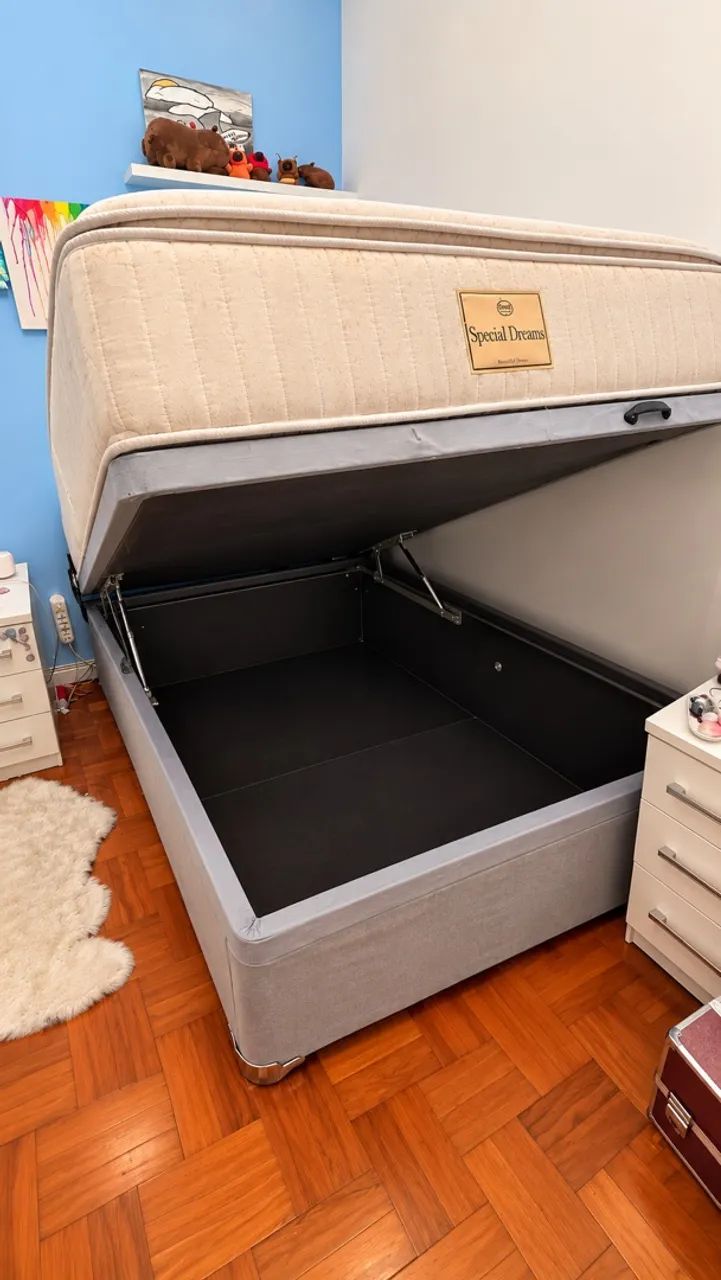 Cama casal, box com baú e colchão de molas - Foto 3
