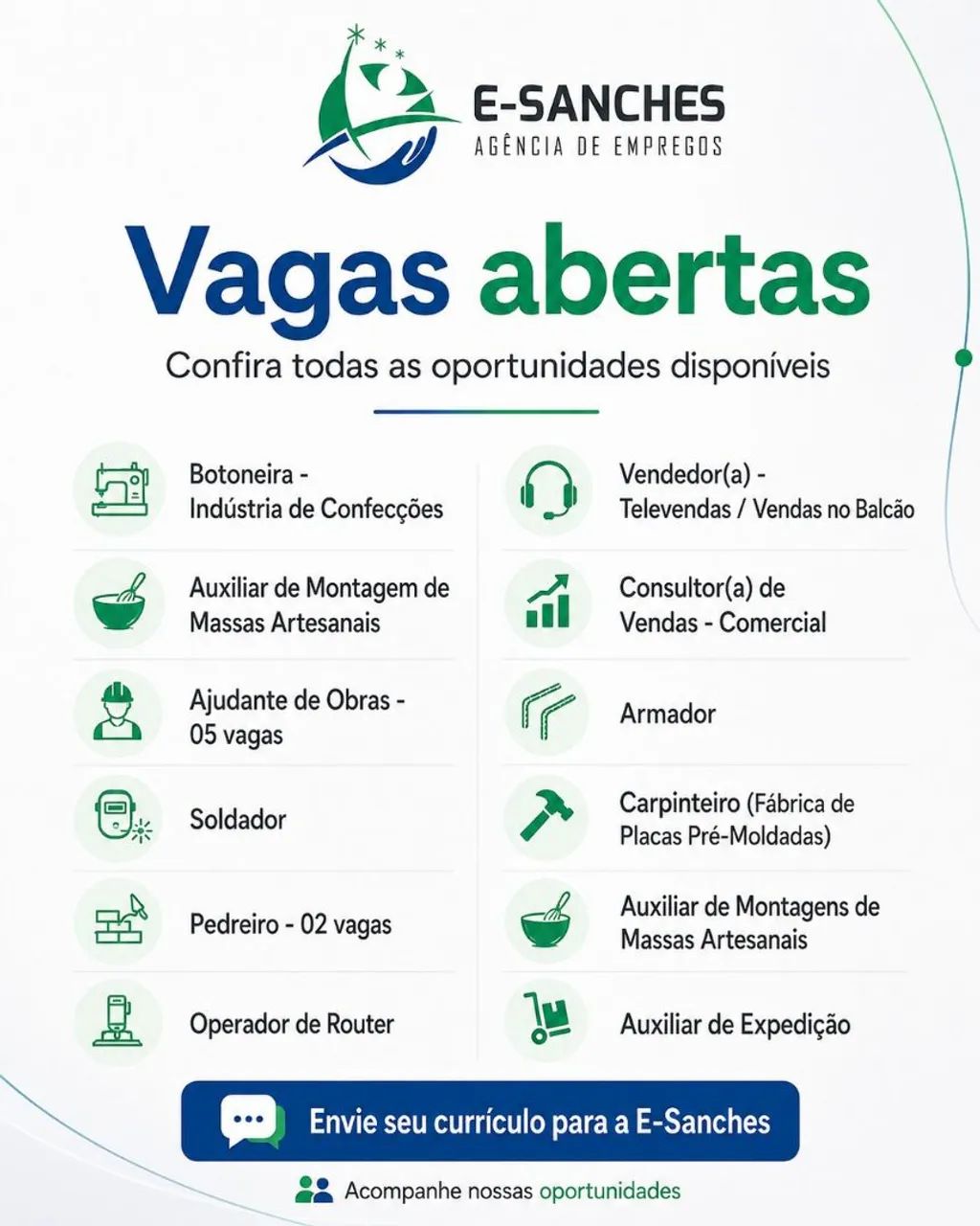 Vagas de empregos - Diversas.