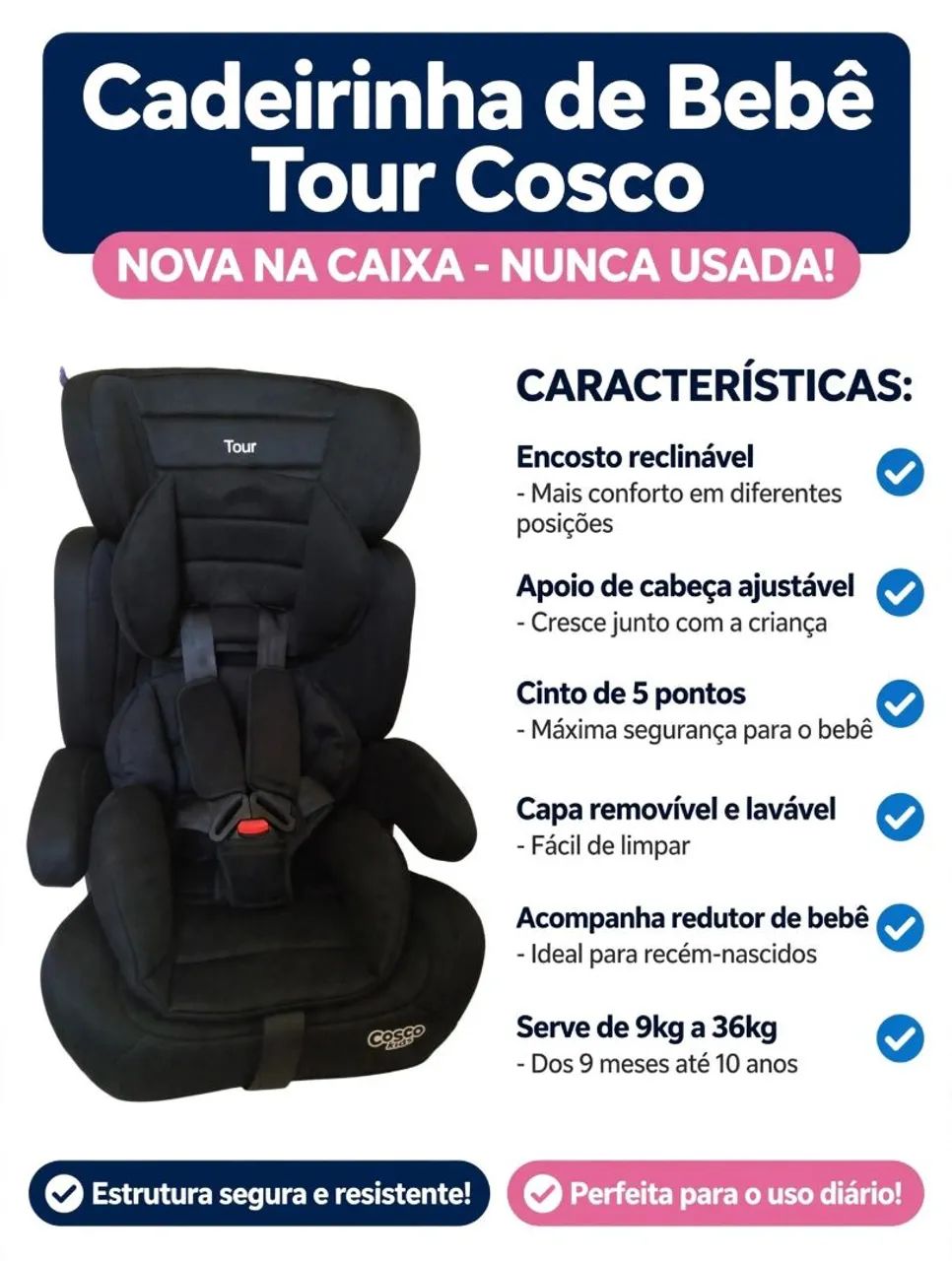 Cadeirinha de bebê nova na caixa 