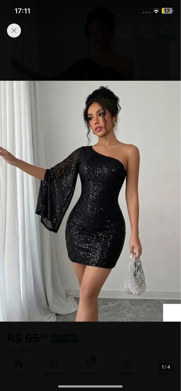 Vestido Paetê dourado claro 