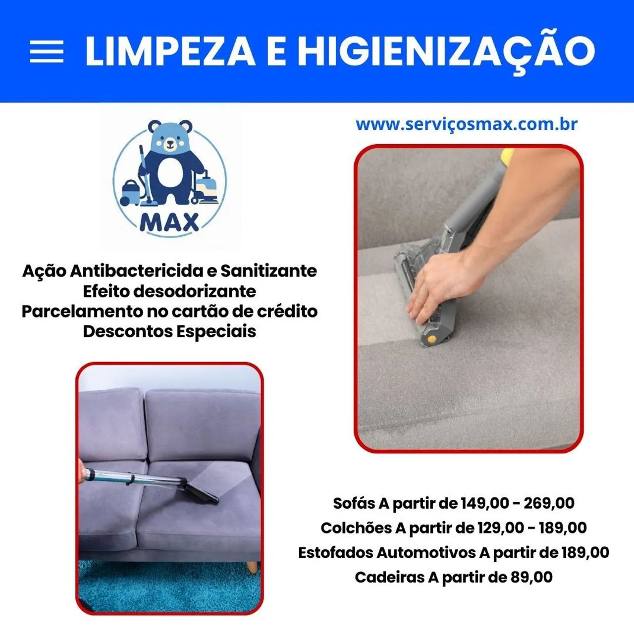 Estofados Limpeza e Higienização 