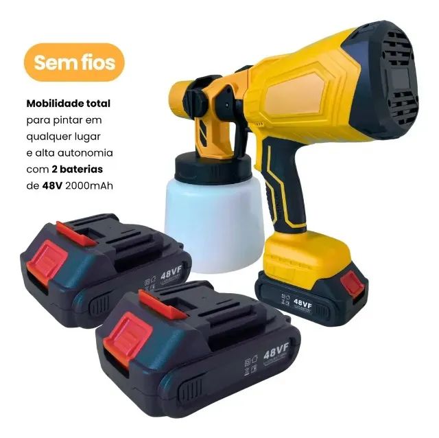 Pistola de Pintura Pulverizadora 21V 1300mAh (Kit com 2 Baterias) - Foto 3