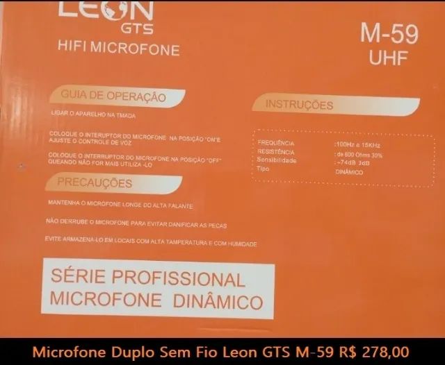 Microfone Duplo Sem Fio Leon GTS M-59 - Foto 3