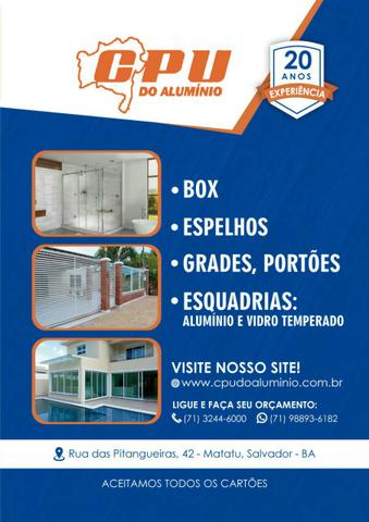Box, Espelhos, Grades, Portões e Esquadrias de Alumínio e Vidro Temperado