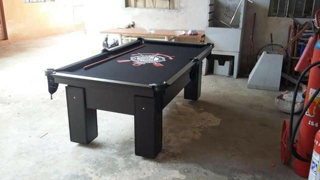 Mesa de Bilhar Preta Tx Personalizada Corinthians Modelo CHR7454